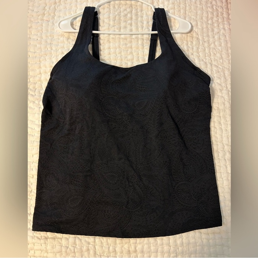 Re-poshed - Lands End tankini and swim skirt, size 20, black textured fabric - Picture 2 of 6